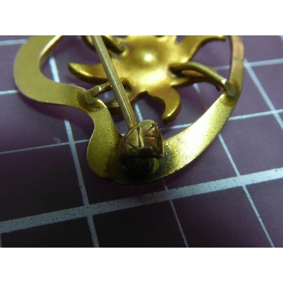 Art Nouveau 14K Gold Brooch With Starfish & Pearl Design - Picture 2 of 5